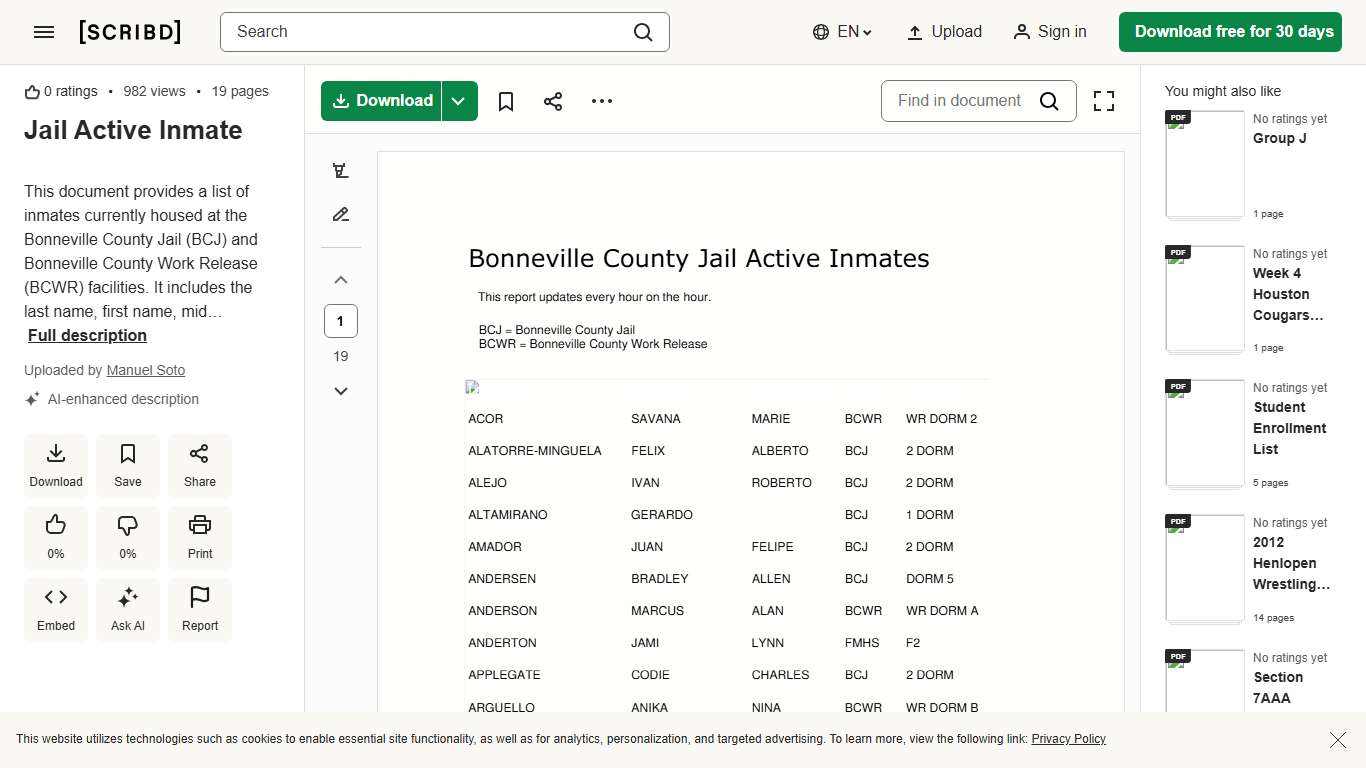 Jail Active Inmate PDF Law Art