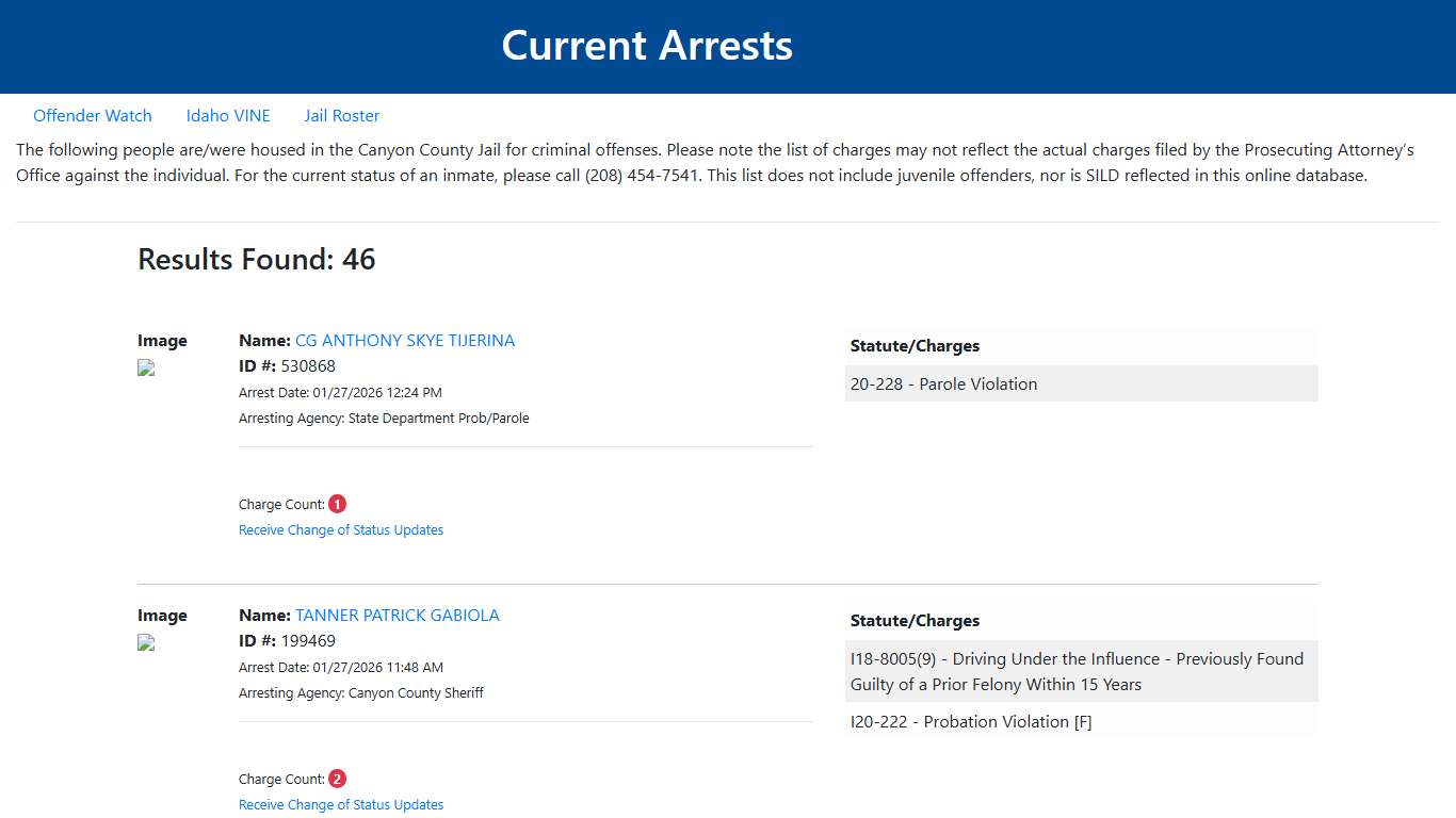 Current Arrests